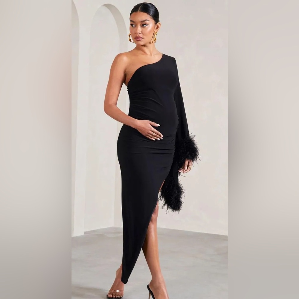 Club L London Black One-Shoulder Dress